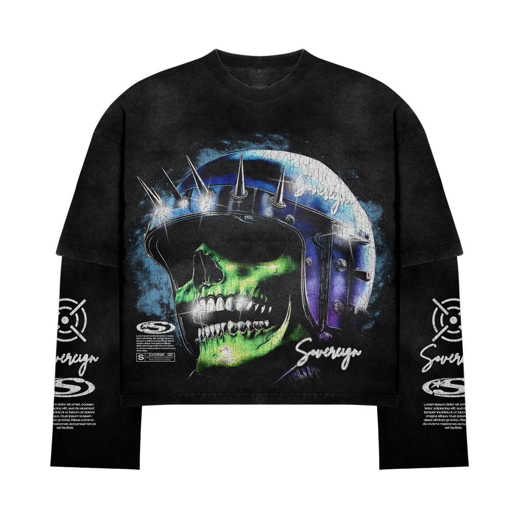 Long Sleeve Moto Skull Tee