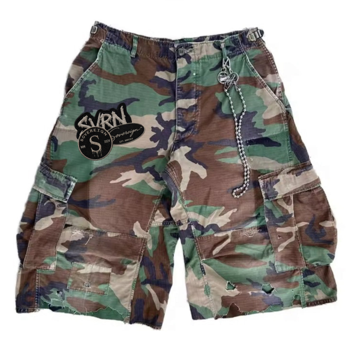 (Preorder)Camo Patch Cargo Shorts